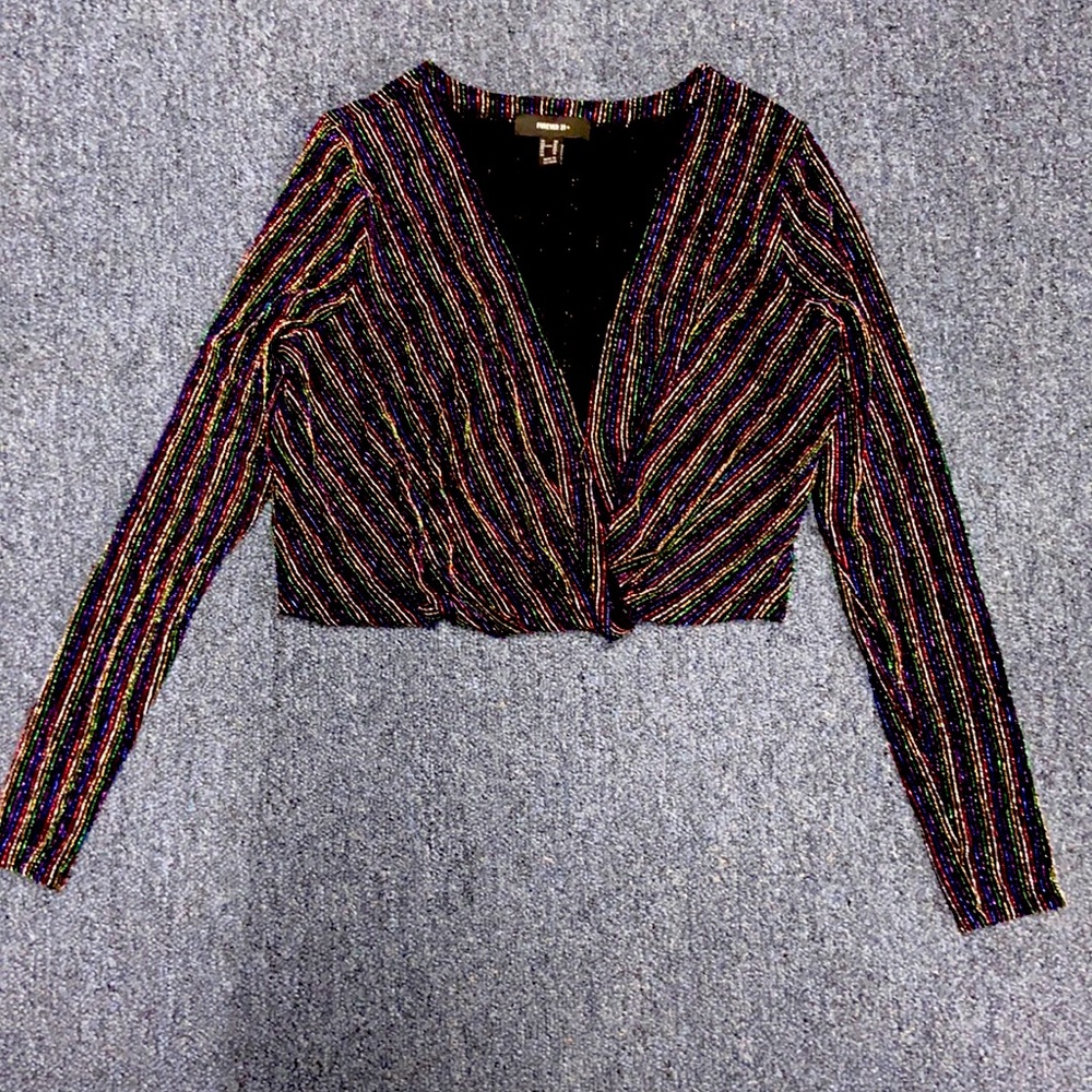 Forever 21 Rainbow Sparkly Cropped Blouse
